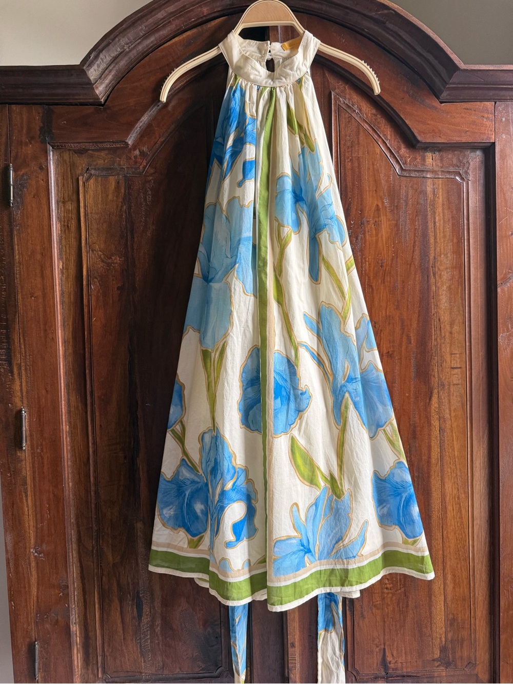 Flying Tomato Blue & Cream Floral Halter Dress